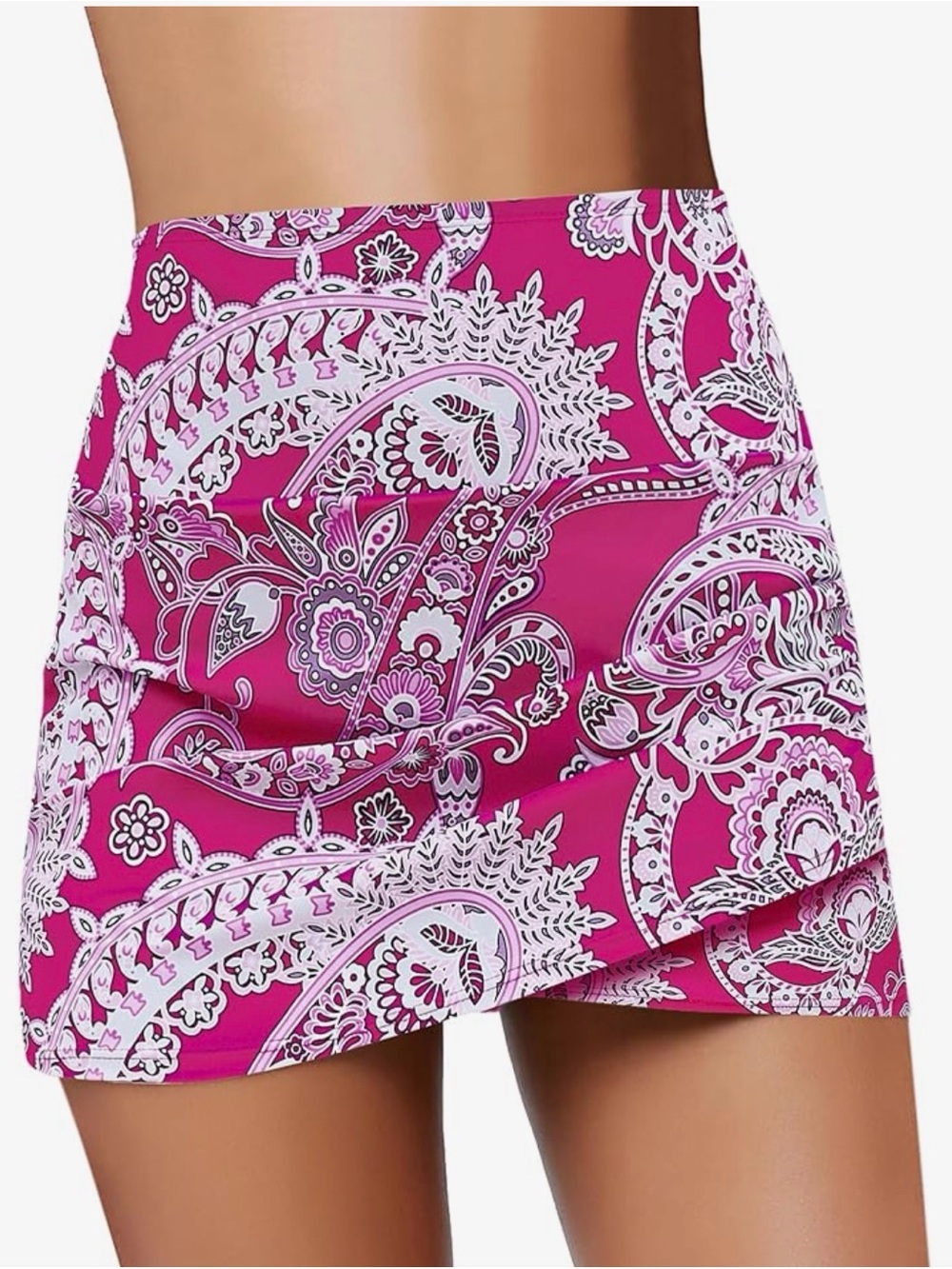 GRAPENT High Waist Tulip Hem Shirring Skirt Skirt Swimsuit (Large)